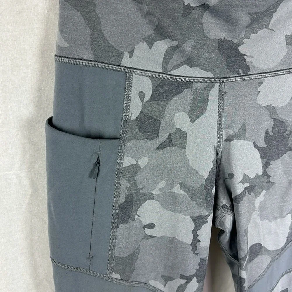 Athleta All In 7/8‎ Camo Tight Women Small Gray Yoga Leggings Pocket Wicking